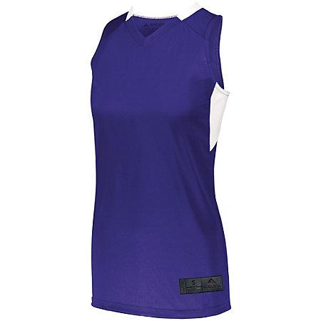 Ladies Step-Back Basketball Jersey Purple/white Single & Shorts
