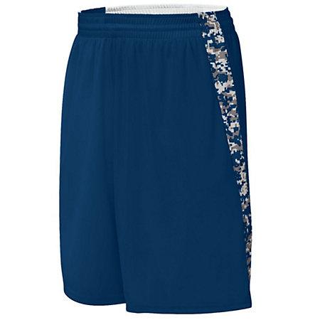 Pantalones cortos reversibles Hook Shot para jóvenes Azul marino / azul marino Camiseta única de baloncesto Digi &