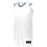 Camiseta de baloncesto retro juvenil blanco / royal individual y pantalones cortos