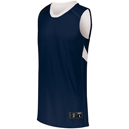 Camiseta de baloncesto de doble capa de una sola capa Azul marino / blanco Adulto y pantalones cortos