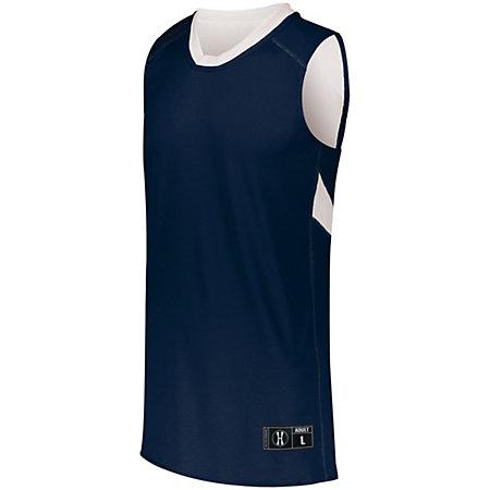 Dual-Side Single Ply Basketball Jersey Navy/white Adult & Shorts