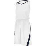 Ladies Athletic Cut Jersey White/navy Basketball Single & Shorts