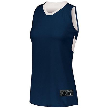 Ladies Dual-Side Single Ply Basketball Jersey Navy/white & Shorts