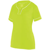 Ladies Overpower Two-Button Jersey Lime/white Softball