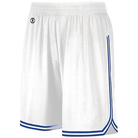 Pantalones cortos de baloncesto retro Blanco / real Camiseta individual para adulto y