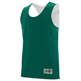 Camiseta sin mangas reversible absorbente verde oscuro / blanco de baloncesto para adultos de una sola camiseta y pantalones cortos