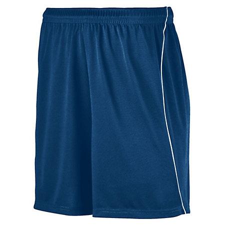 Youth Wicking Soccer Shorts With Piping Navy/white Single Jersey &