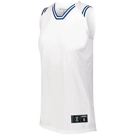 Ladies Retro Basketball Jersey White/royal Single & Shorts