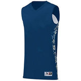 Jersey reversible Hook Shot para jóvenes Azul marino / azul marino Camiseta y pantalones cortos de baloncesto Digi