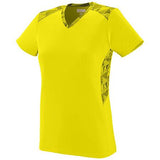 Ladies Vigorous Jersey Power Yellow/power Yellow/black Print Softball