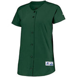 Ladies Stretch Faux Button Jersey Dark Green Softball