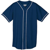 Jersey delantero con botones de malla absorbente y ribete trenzado Azul marino / blanco Béisbol para adultos