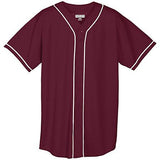 Wicking Mesh Button Front Jersey With Braid Trim Maroon/white Adult Baseball