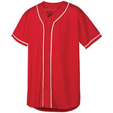 Jersey delantero con botones de malla absorbente y ribete trenzado Béisbol para adultos rojo / blanco