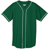 Jersey delantero con botones de malla absorbente y ribete trenzado Verde oscuro / blanco Béisbol para adultos