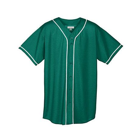 Youth Wicking Mesh Button Front Jersey Dark Green/white Baseball