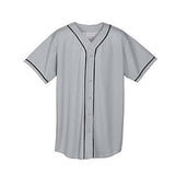 Youth Wicking Mesh Button Front Jersey Silver Grey/black Baseball