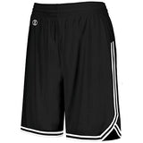 Shorts de baloncesto retro para mujer, negro / blanco, camiseta individual y