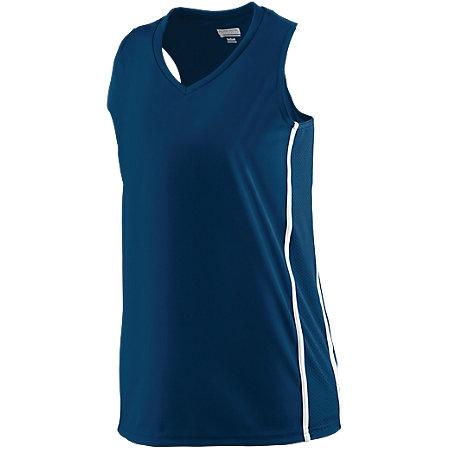 Camiseta con espalda nadadora de racha ganadora para mujer Azul marino / blanco Camiseta y pantalones cortos de baloncesto