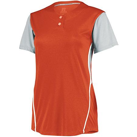 Ladies Performance Two-Button Color Block Jersey Burnt Orange/baseball Grey Softball