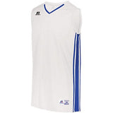 Camiseta de baloncesto Legacy Blanco / royal individual y pantalones cortos para adulto