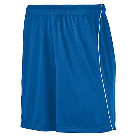 Youth Wicking Soccer Shorts With Piping Royal/white Single Jersey &