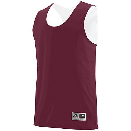 Camiseta sin mangas y pantalones cortos de baloncesto para adultos color granate / blanco reversible