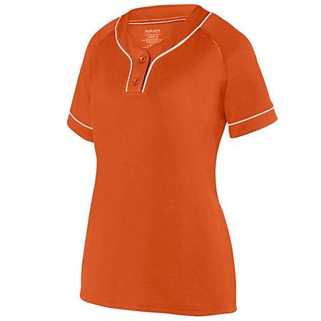 Girls Overpower Two-Button Jersey Orange/white Softball
