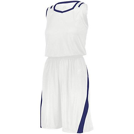 Shorts de corte atlético para mujer Blanco / royal Camiseta de baloncesto individual y