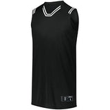 Camiseta de baloncesto retro juvenil negro / blanco individual y pantalones cortos