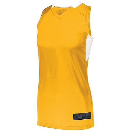 Ladies Step-Back Basketball Jersey Gold/white Single & Shorts