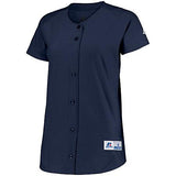 Ladies Stretch Faux Button Jersey Navy Softball