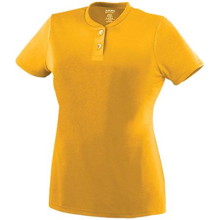 Ladies Wicking Two-Button Jersey Gold Softball