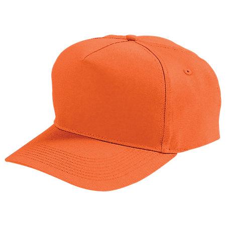 Gorra de sarga de algodón de cinco paneles, naranja, béisbol para adultos