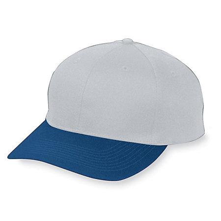 Six-Panel Cotton Twill Low-Profile Cap Silver Grey/navy Adult Baseball
