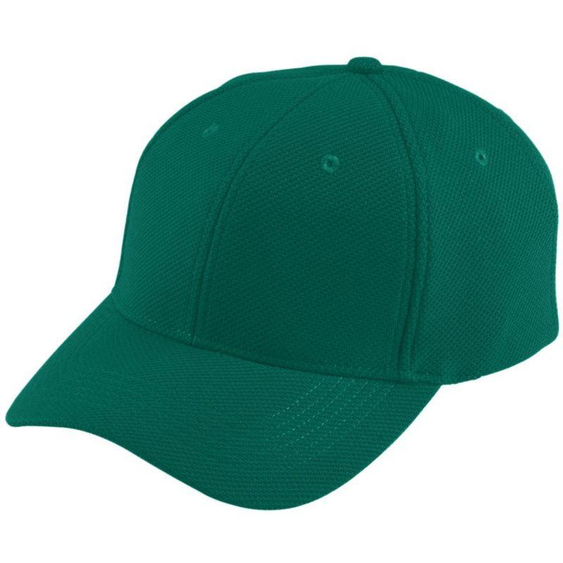 Youth Adjustable Wicking Mesh Cap Dark Green Baseball