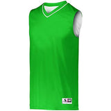 Jersey de dos colores reversible Kelly / blanco individual y pantalones cortos de baloncesto para adultos