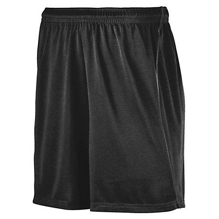 Youth Wicking Soccer Shorts With Piping Black/black Single Jersey &