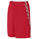 Youth Hook Shot Reversible Shorts Red/red Digi Basketball Single Jersey &