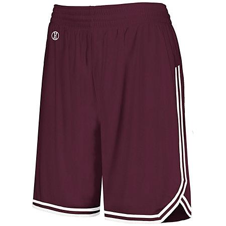 Ladies Retro Basketball Shorts Maroon/white Single Jersey &