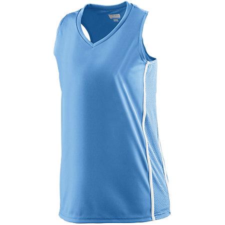 Camiseta con espalda nadadora de racha ganadora para mujer Columbia Azul / blanco Camiseta y pantalones cortos de baloncesto