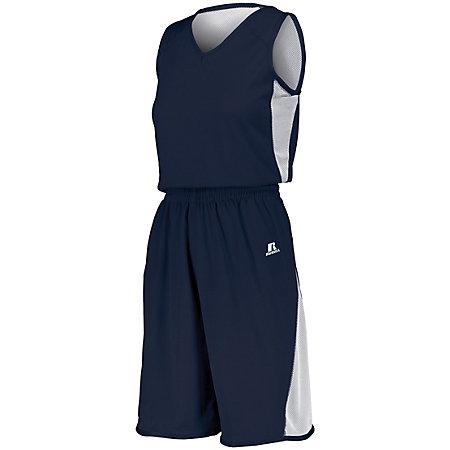 Ladies Undivided Single Ply Reversible Shorts Navy/white Basketball Jersey &