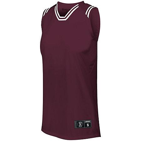 Ladies Retro Basketball Jersey Maroon/white Single & Shorts