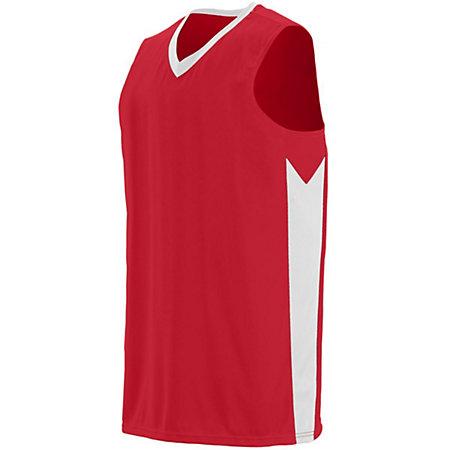 Camiseta de baloncesto para jóvenes Block Out rojo / blanco y pantalones cortos