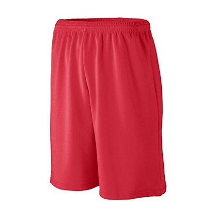 Youth Longer Length Wicking Mesh Athletic Shorts Red Basketball Single Jersey &