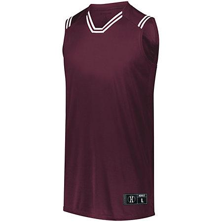 Youth Retro Basketball Jersey Maroon/white Single & Shorts