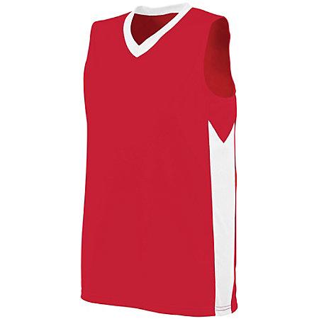 Ladies Block Out Jersey Red/white Basketball Single & Shorts