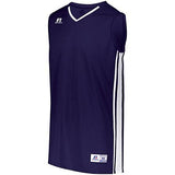 Camiseta de baloncesto Legacy para jóvenes, morado / blanco, individual y pantalones cortos