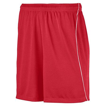 Youth Wicking Soccer Shorts With Piping Red/white Single Jersey &
