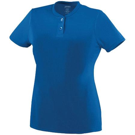 Ladies Wicking Two-Button Jersey Royal Softball